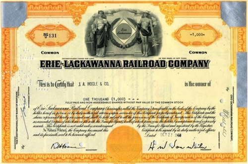 Erie-Lackawanna RR Stock Certificate. Oct 27, 1960. chs-000111